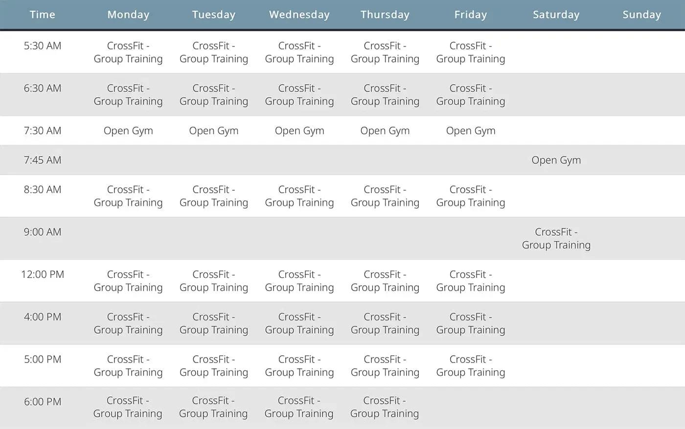 PUSH Fit and Nutrition Rowlett class schedule